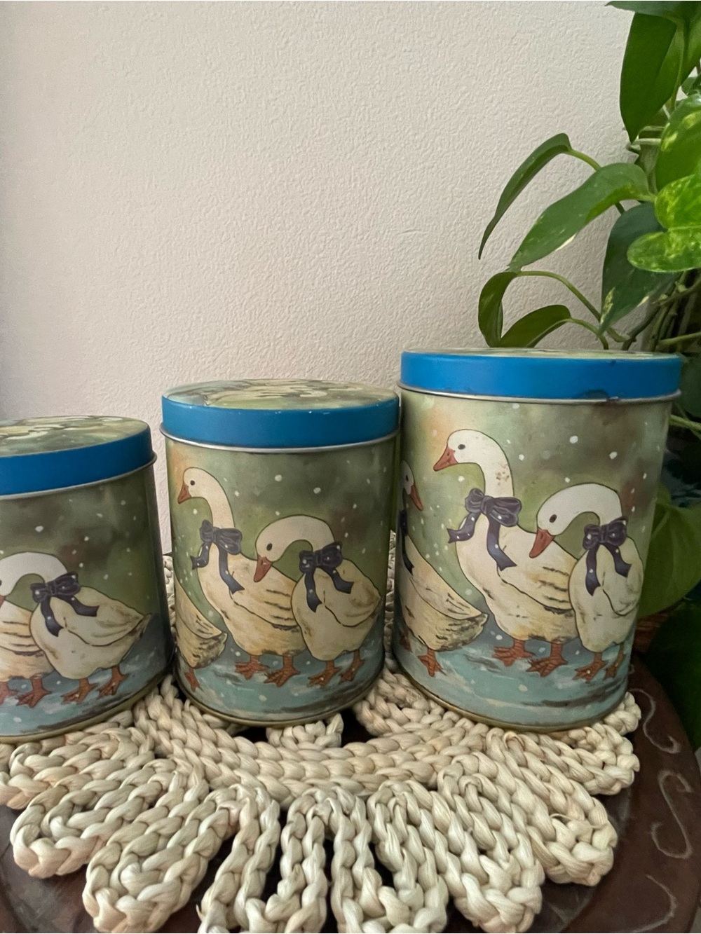 Vintage 1980’s Set of Nesting Cans “Winter Geese”